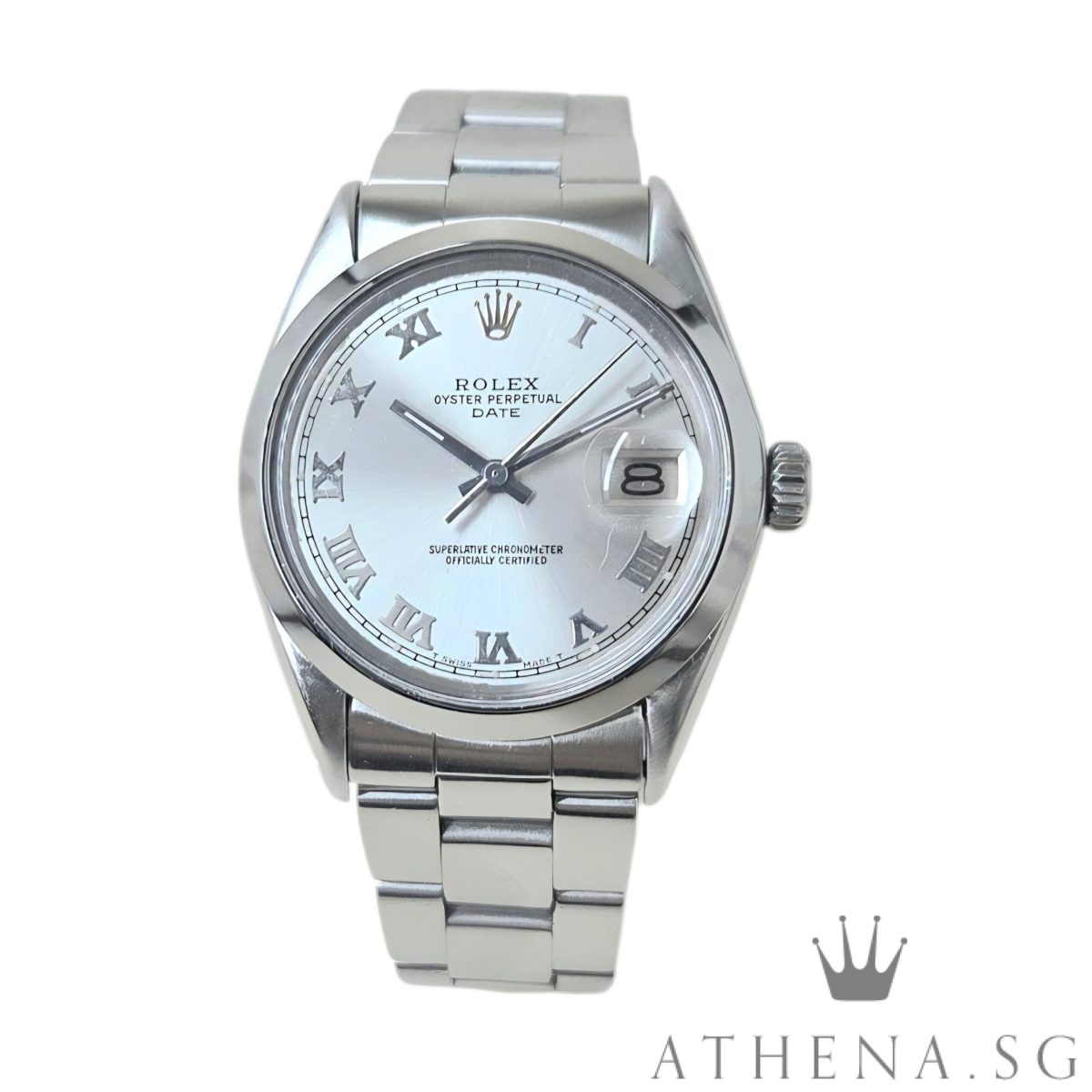 ROLEX VINTAGE OYSTER PERPETUAL DATE 34MM “SILVER ARABIC DIAL” 1500 (WATCH ONLY)