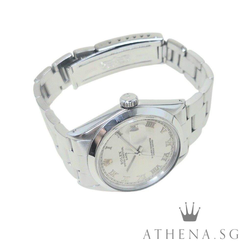 ROLEX VINTAGE OYSTER PERPETUAL DATE 34MM “SILVER ARABIC DIAL” 1500 (WATCH ONLY)