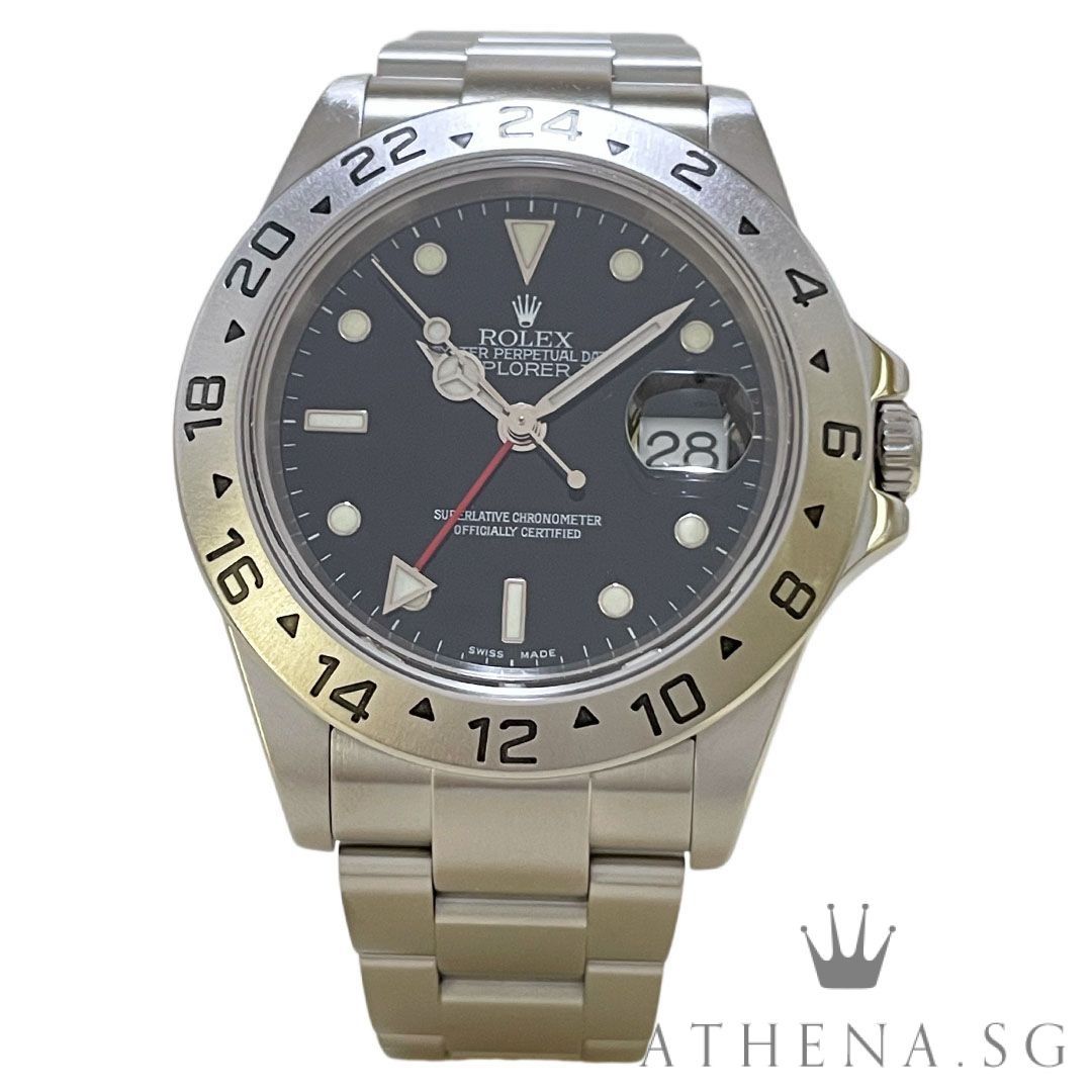 ROLEX OYSTER PERPETUAL EXPLORER II DATE “D” SERIES “BLACK SWISS MADE DIAL” WITH BOX & CERT DATED (12/2005) 16570
