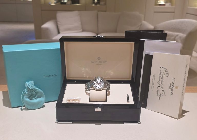 Patek Philippe Annual Calendar Chronograph “White Dial” Tiffany & Co. Stamped Bracelet Steel, 5960/1A-001