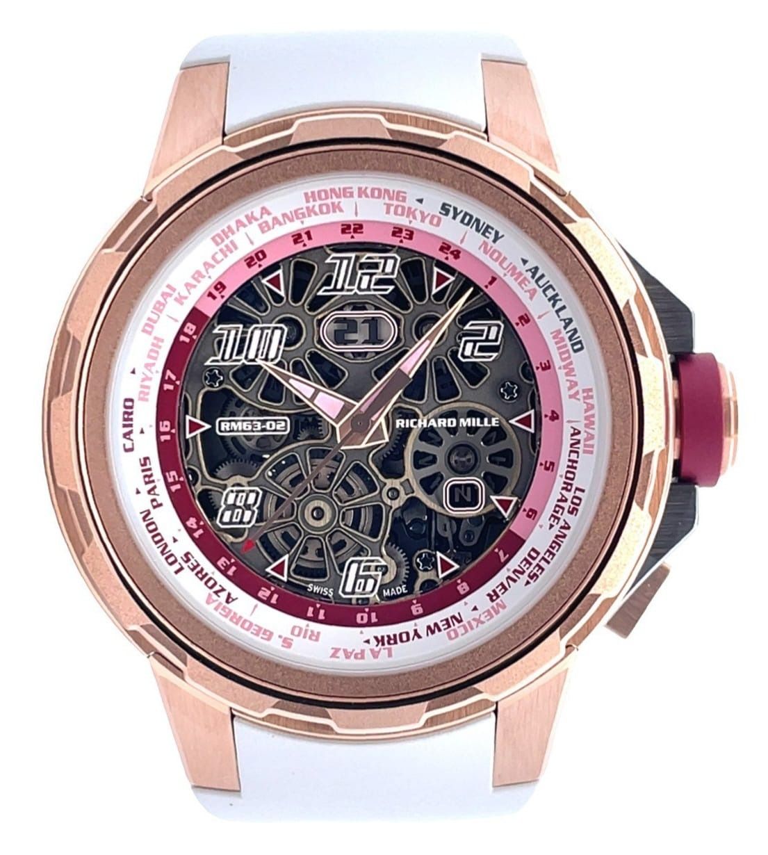 Richard Mille Automatic Worldtimer RM 63-02 Limited 100pcs Rose Gold/Titanium 47mm