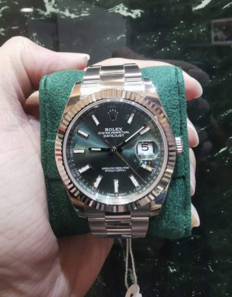Oct 2023 Rolex Datejust 41 Green baton dial oyster 126334
