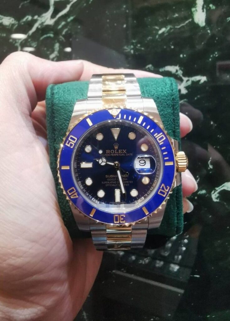 Rolex Submariner 40 half gold blue sunburst dial 116613lb