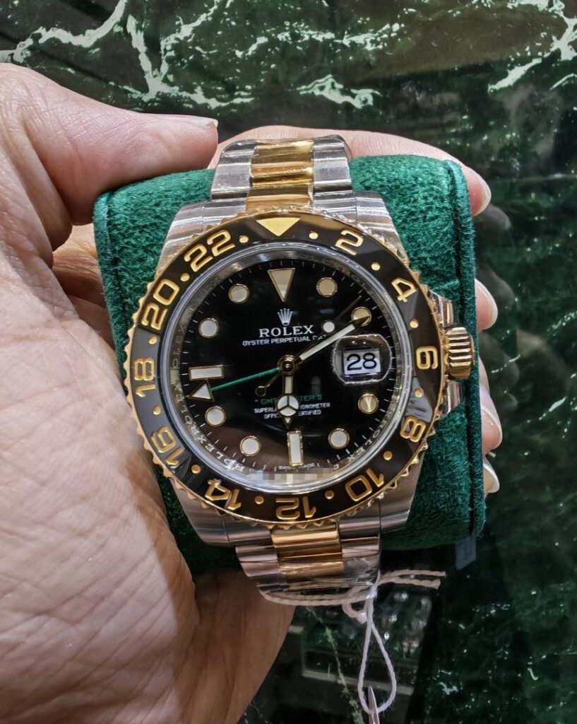 2019 Rolex GMT master 2 half gold Black dial ceramic 116713ln