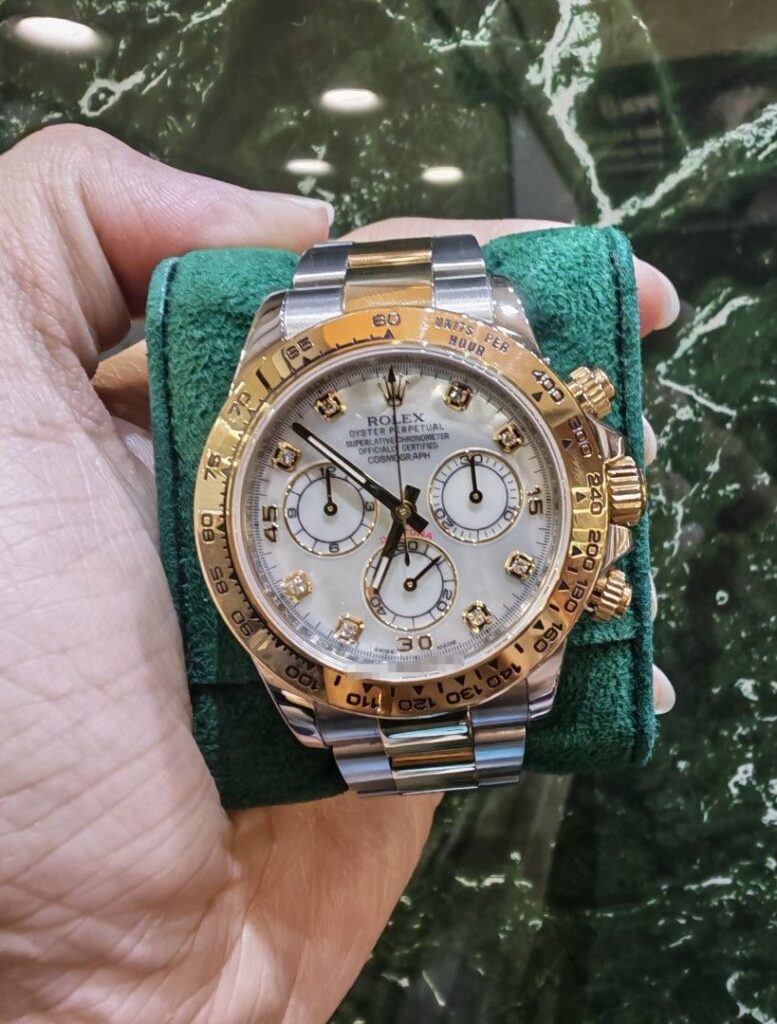 Rolex Daytona half gold white mother of pearl diamond dial 116503