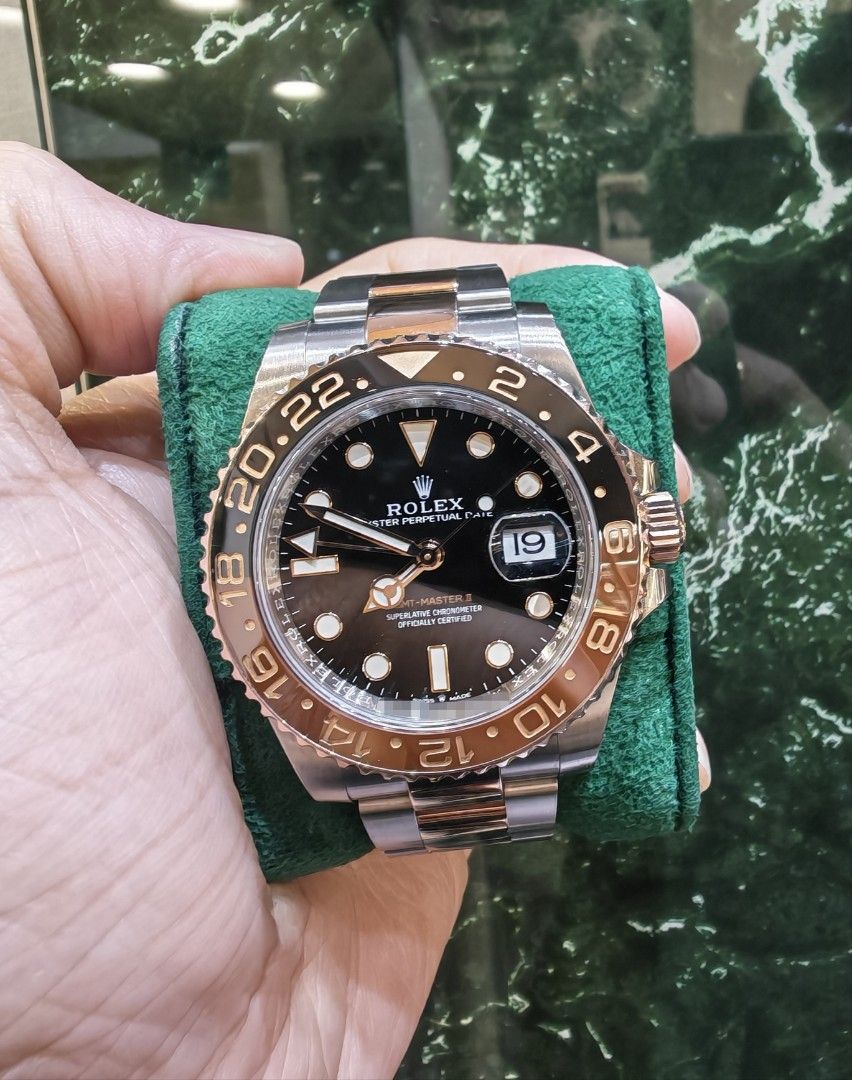 Feb 2022 Rolex GMT master 2 half ROSE gold rootbeer 126711chnr
