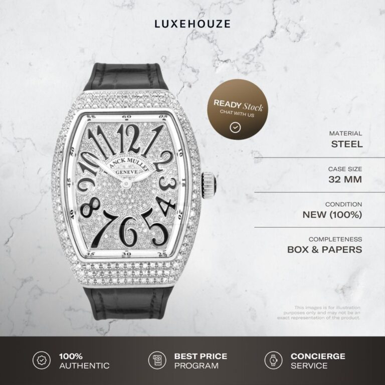 New Franck Muller Vanguard V 32 QZ AC.NR (BLC.NR AC) (White Dial, Black Numbers, Full Aftersetting)