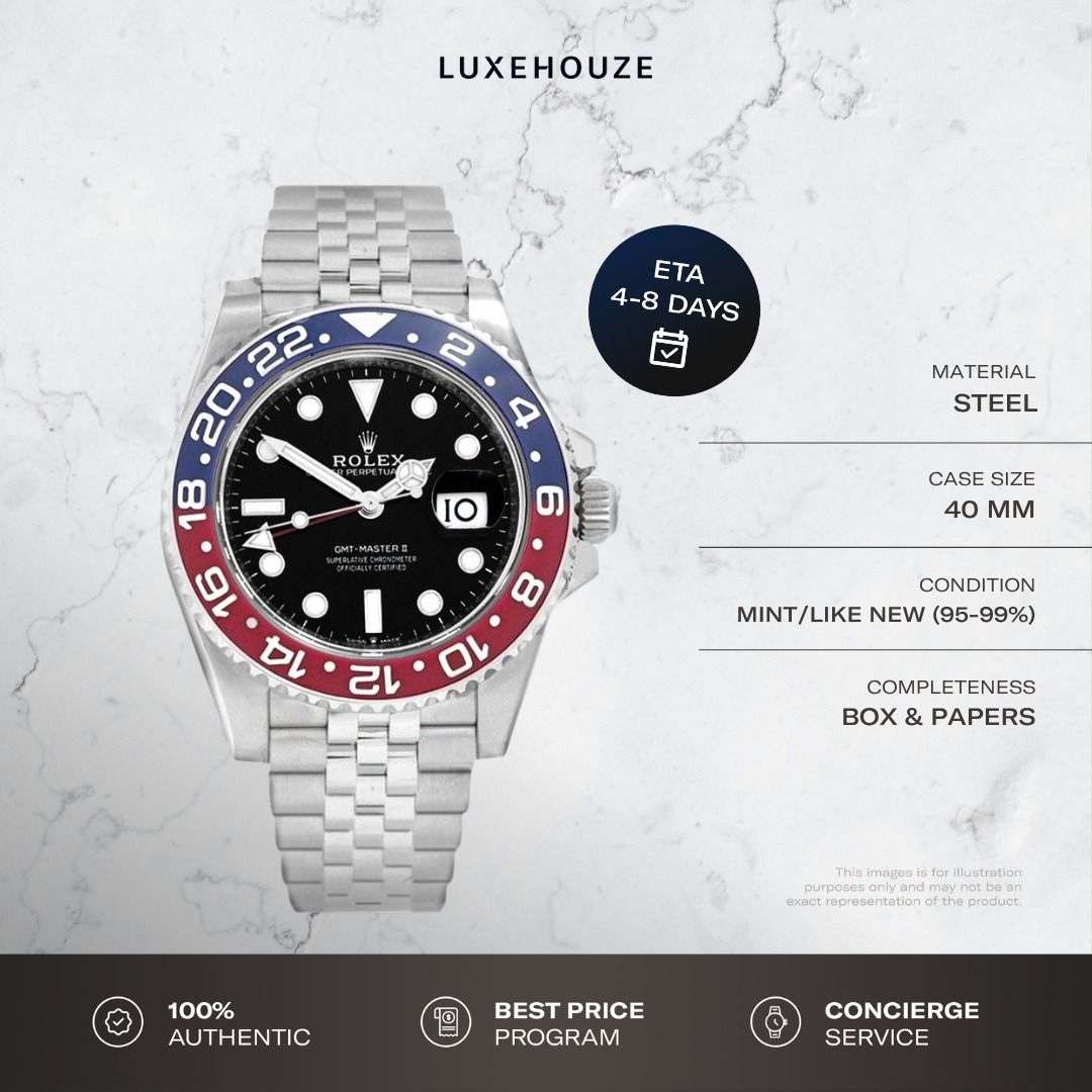 Mint Aug 2022 Rolex GMT Master II Pepsi 126710BLRO 126710 Black Dial Jubilee