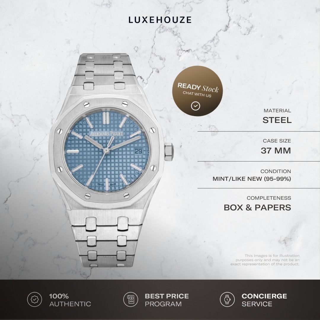 Mint 2023 Audemars Piguet Royal Oak 37 15550ST.OO.1356ST.08 15550ST Light Blue