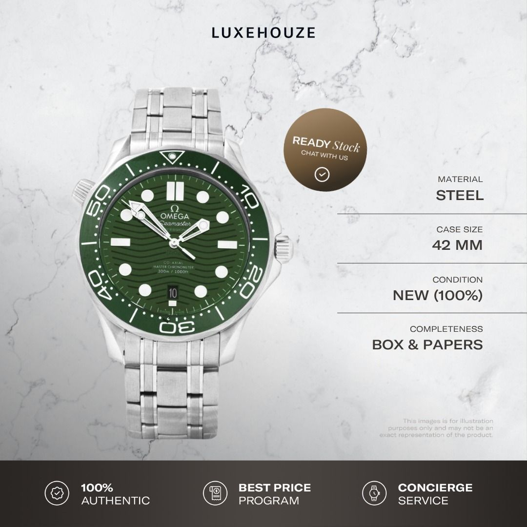 New Aug 2026 Omega Seamaster Diver 300M 21030422010001 210.30.42.20.10.001 Green Dial, Bracelet
