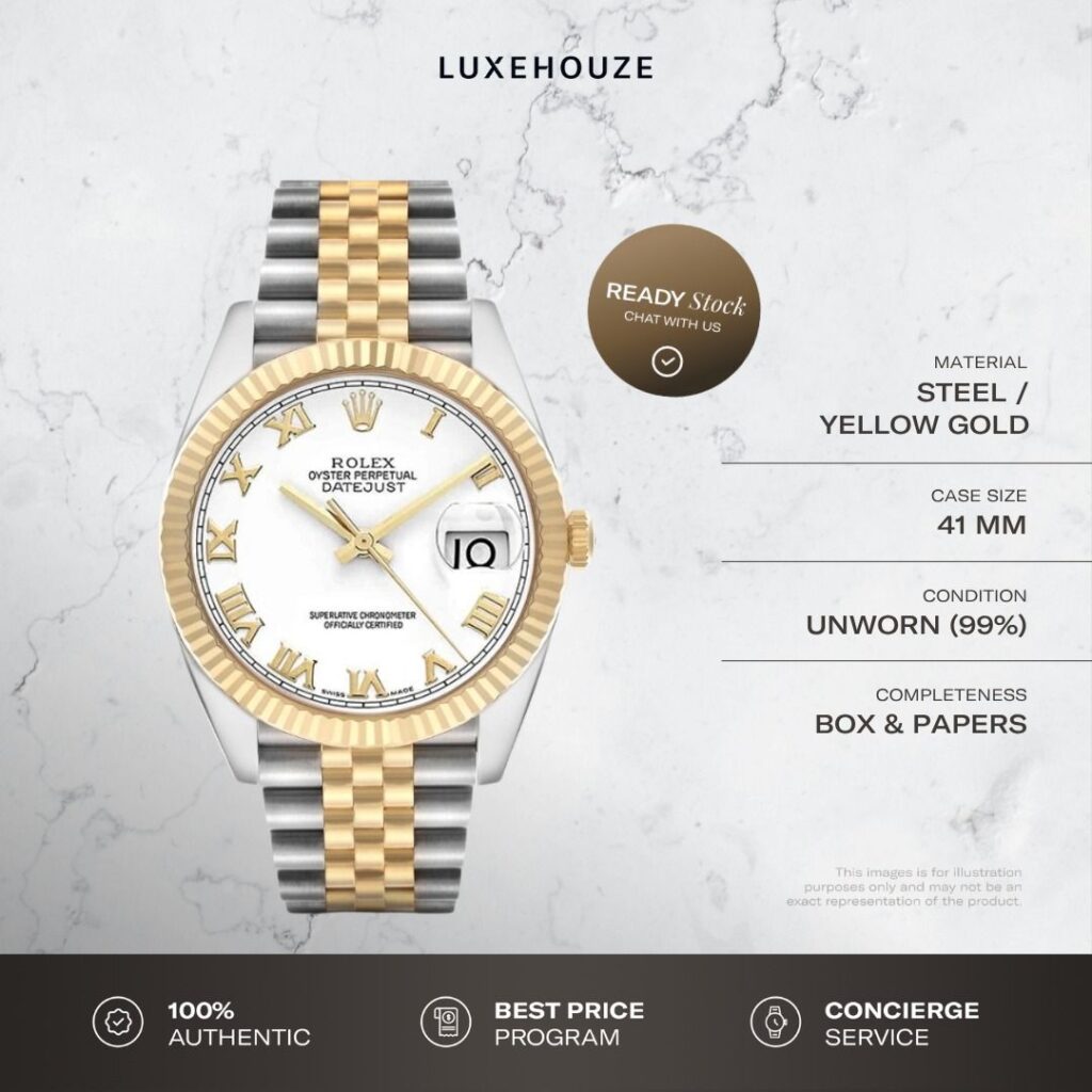 Unworn Jun 2026 Rolex Datejust 41 126333 White Roman Jubilee