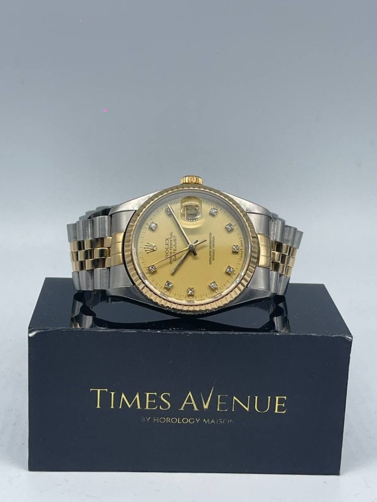 Preowned 1993 Mar Discontinued Rolex Datejust 36 Two-Tone Yellow Gold Jubilee Fluted Bezel 16233  “Champagne 10PT Diamonds"