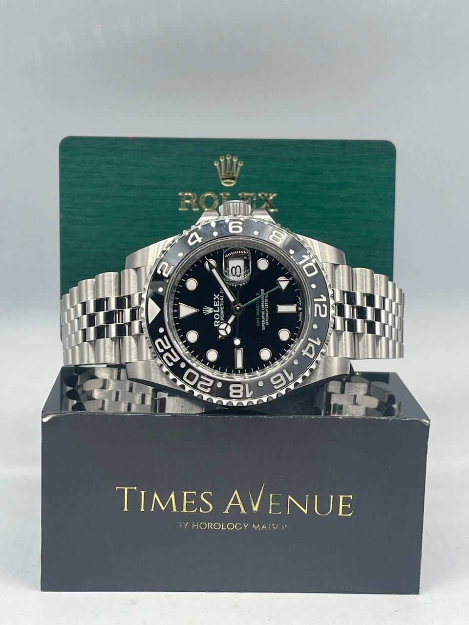 Brand New 2026 Aug Rolex GMT Master 2 Stainless Steel 126710GRNR Jubilee "Bruce Wayne" (Wood Card)