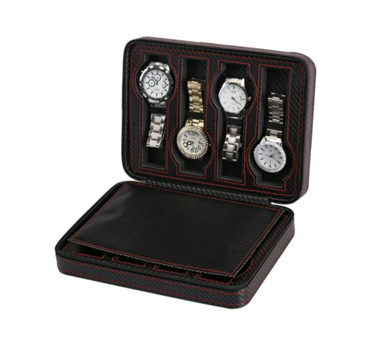 8 Slots PU Full Carbon Fiber Travel Watch Case
