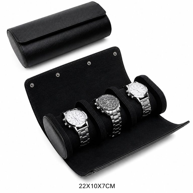 Portable elegant classy watch travel storage case holder display box 3 slots