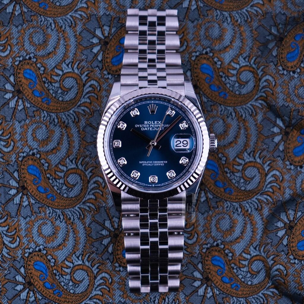 Brand New 2026 Rolex Datejust 36, 36mm Blue dial with 10 Diamonds, Jubilee Bracelet 126234