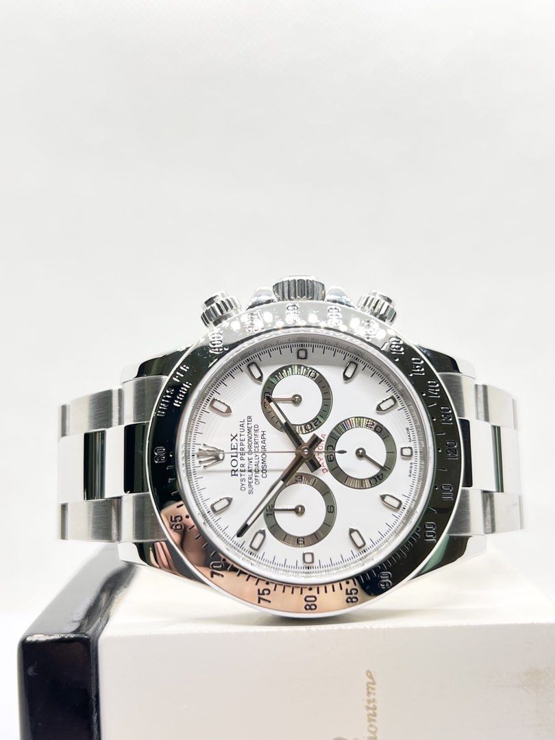 Pre Owned Rolex Oyster Daytona 116520 "APH" White Dial Automatic Steel Casing Bracelet ( Watch Alone )