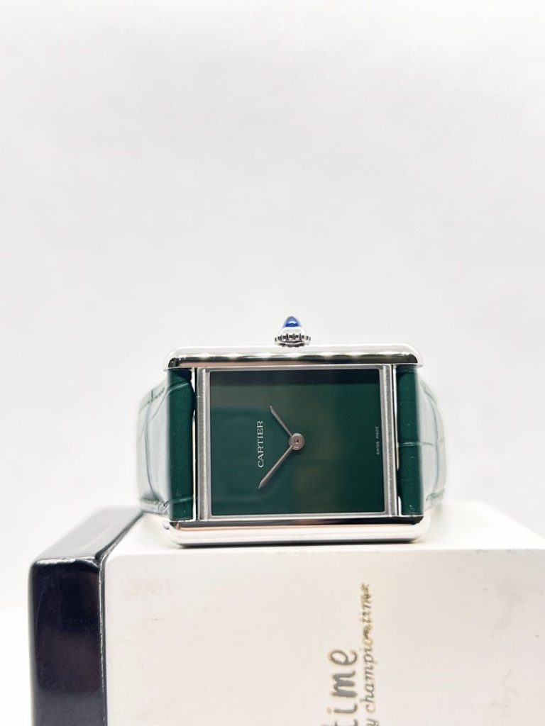 Brand New Cartier Tank Must Large WSTA0056 Green Dial Quartz Steel Casing Leather ( NOS, Jan 25 )
