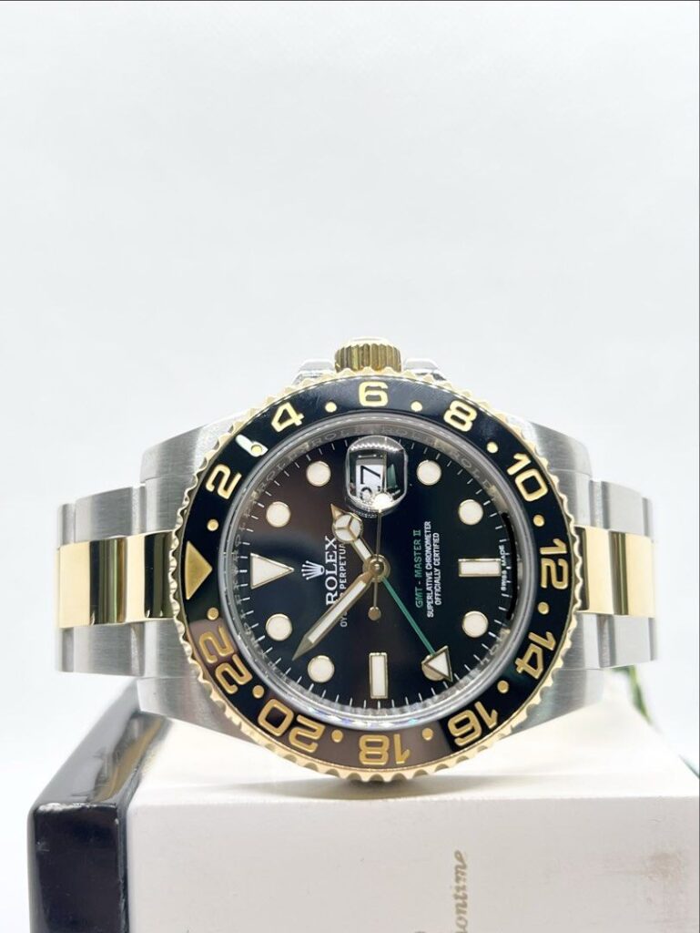 Pre Owned Rolex Oyster Gmt Master II 116713LN Black Dial Automatic Steel Casing Bracelet ( Sept 15 )