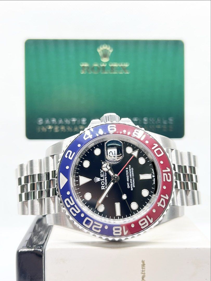 Pre Owned Rolex Oyster Gmt Master II 126710BLRO "Pepsi" Black Dial Automatic Steel Casing Bracelet ( Aug 21 )