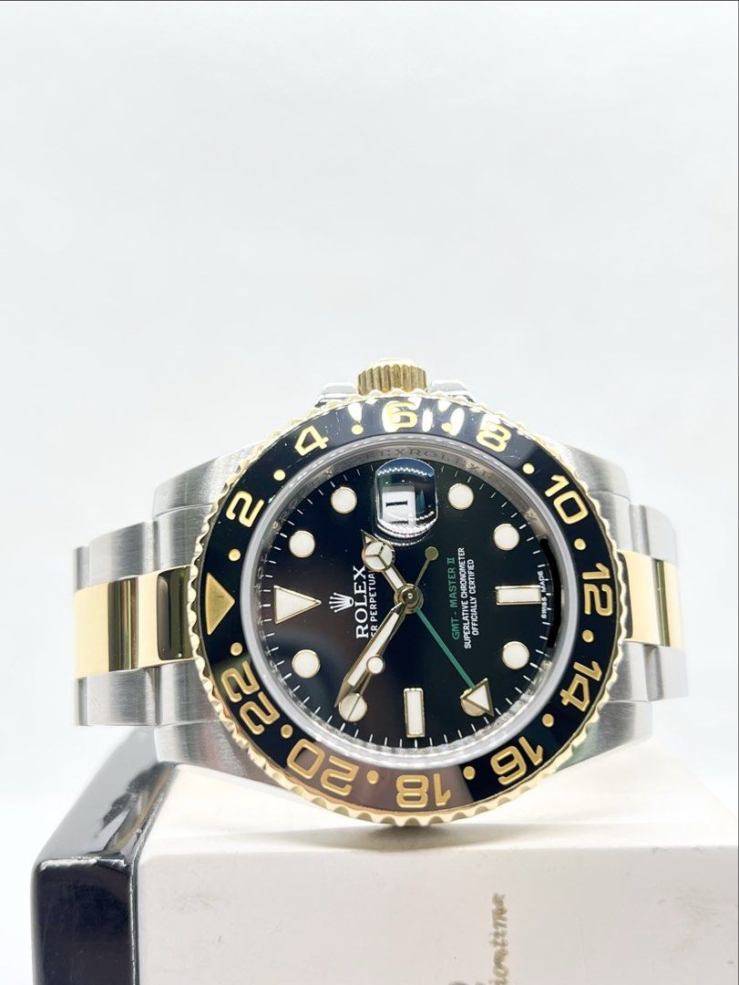 Pre Owned Rolex Oyster Gmt Master II 116713LN Black Dial Automatic Steel Casing Bracelet ( Watch Alone )